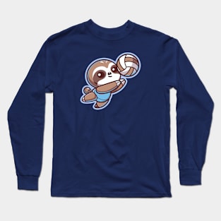 Cute Sloth Volleyball Player Long Sleeve T-Shirt